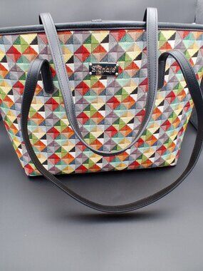 Signare Coll-Mtri Multicolor Triangle College/Shoulder Tote Bag. Tapestry Design